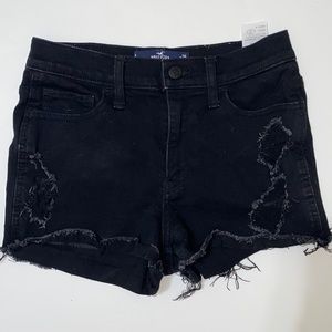 Hollister Distressed Black Denim Shorts